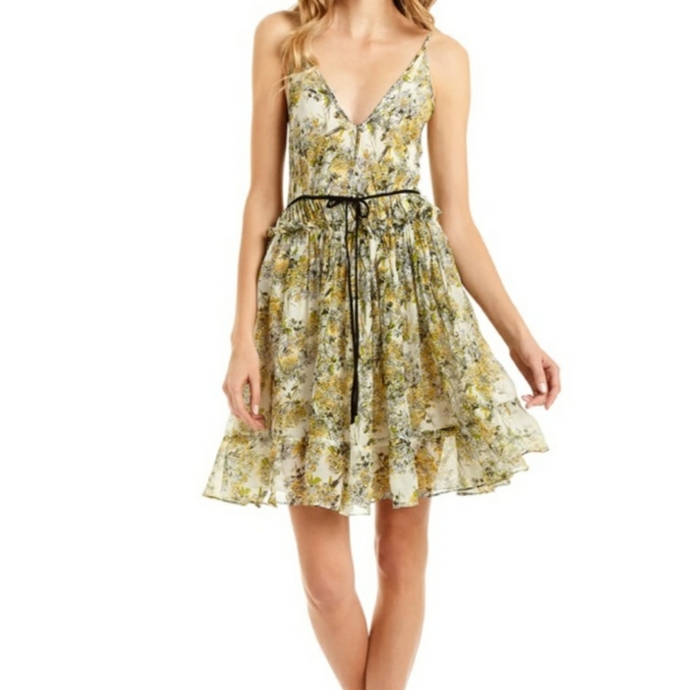 Super Natural by Secret Mission Yellow Ditzy Floral Pleated Skirt Benazir Dress